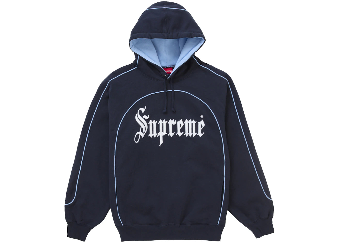 Supreme Curve Piping Hooded Sweatshirt Navy