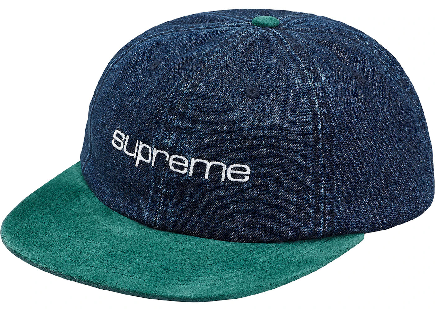 Supreme Denim Suede Compact Logo 6-Panel Blue