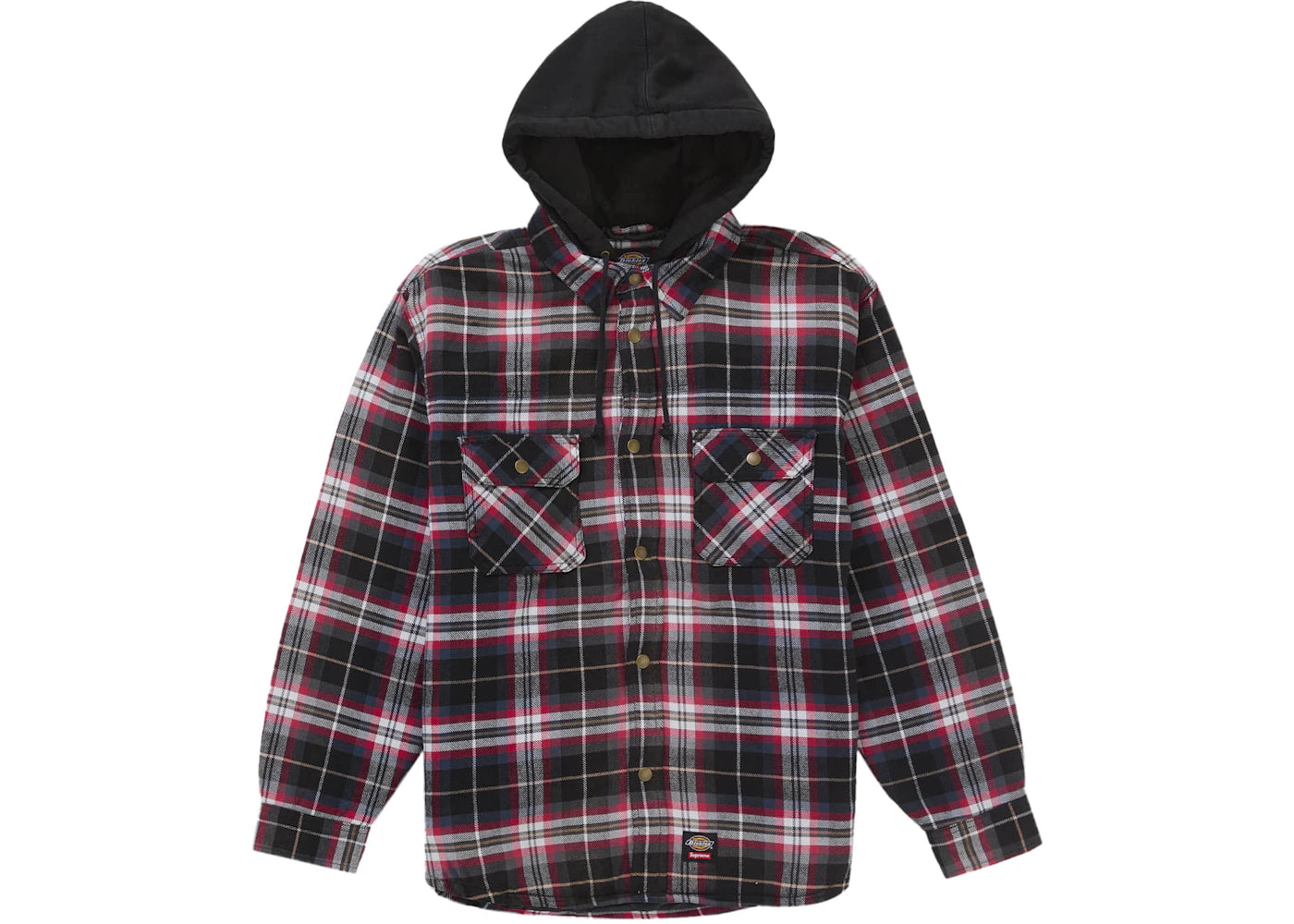 Supreme Dickies Lined Zip Up Hooded Flannel Shirt Black