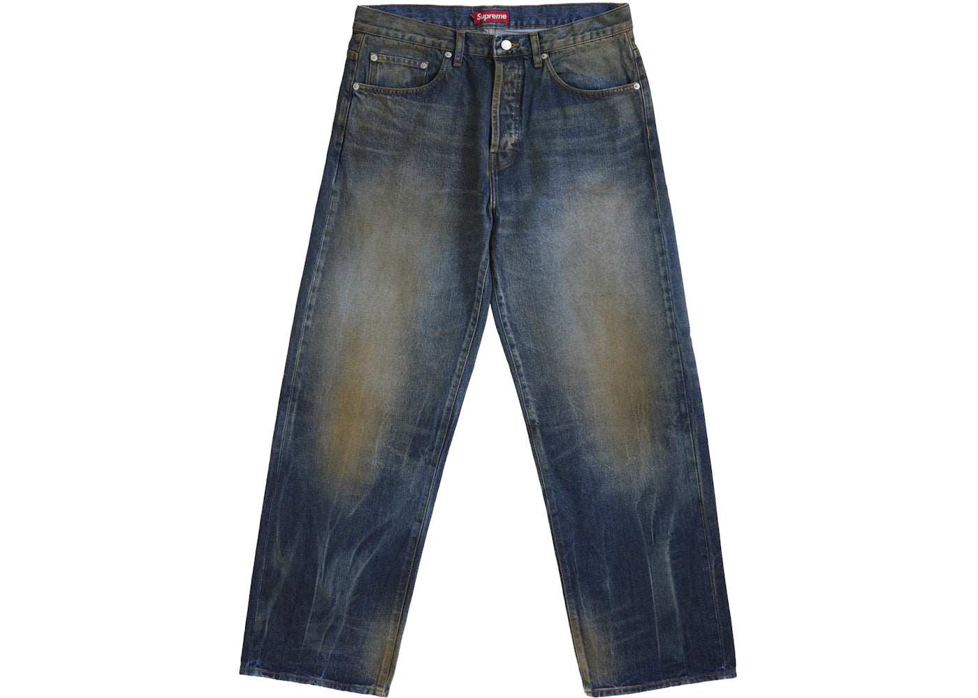 Supreme Distressed Loose Fit Selvedge Jean (FW25) Washed Indigo
