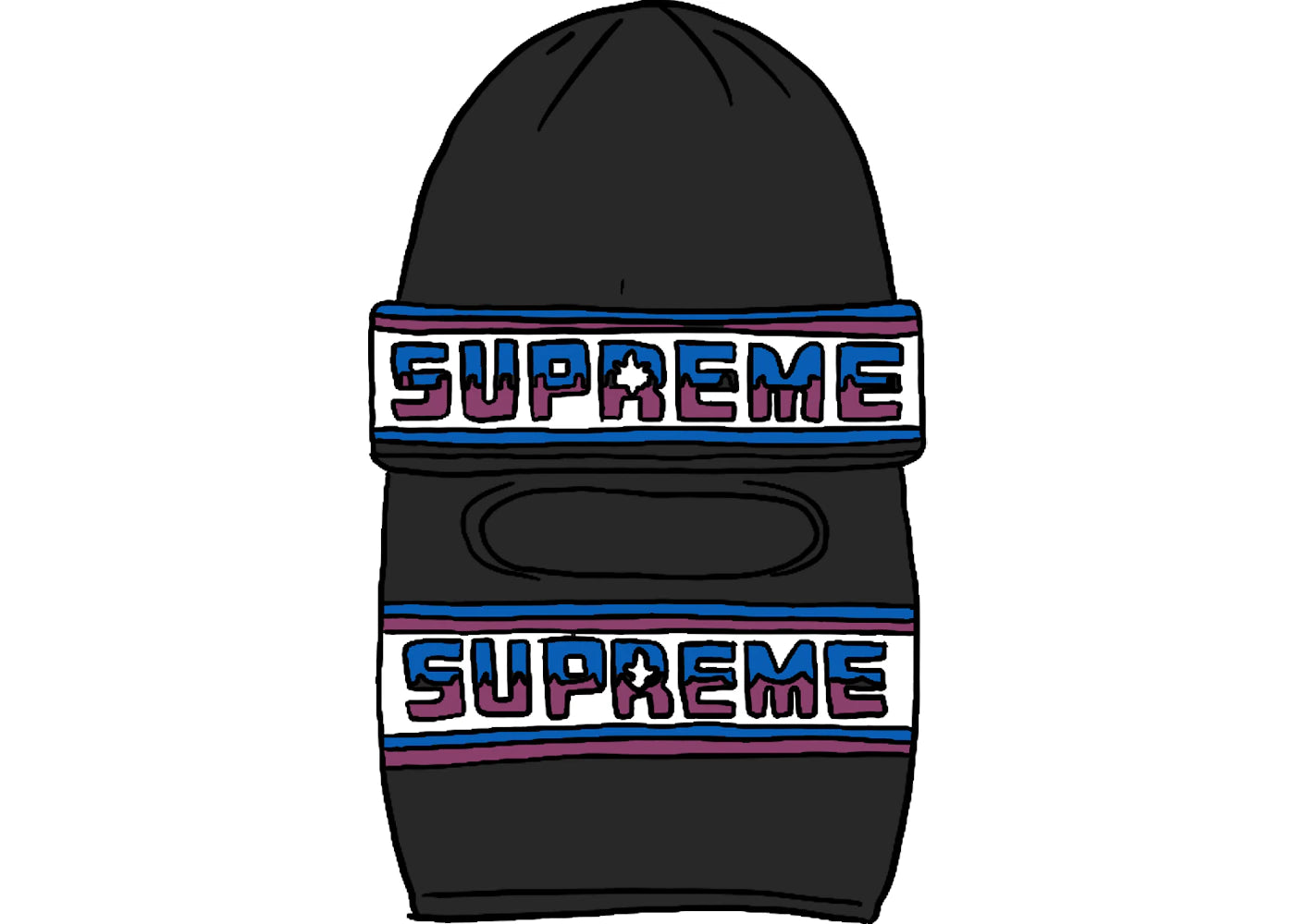 Supreme Double Logo Facemask Beanie Black