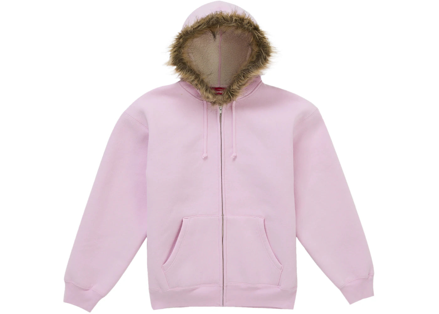 Supreme Faux Fur Zip Up Hooded Sweatshirt Pink
