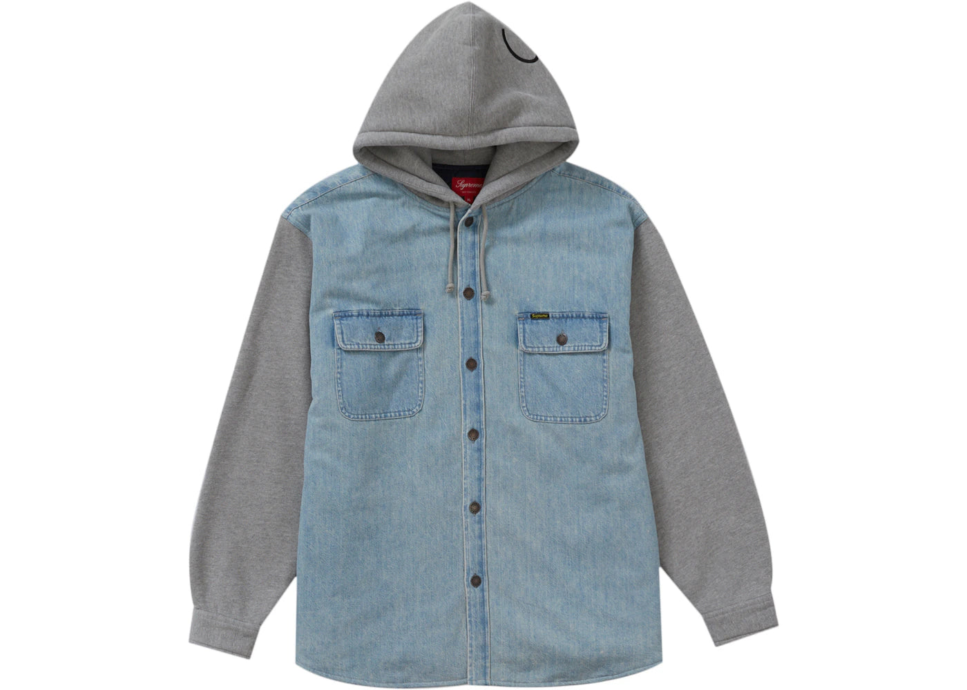 Supreme Fleece Hooded Denim Shirt Blue