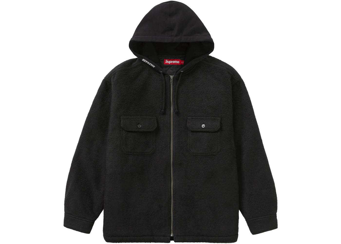 Supreme Fleece Zip Up Hooded Shirt Black