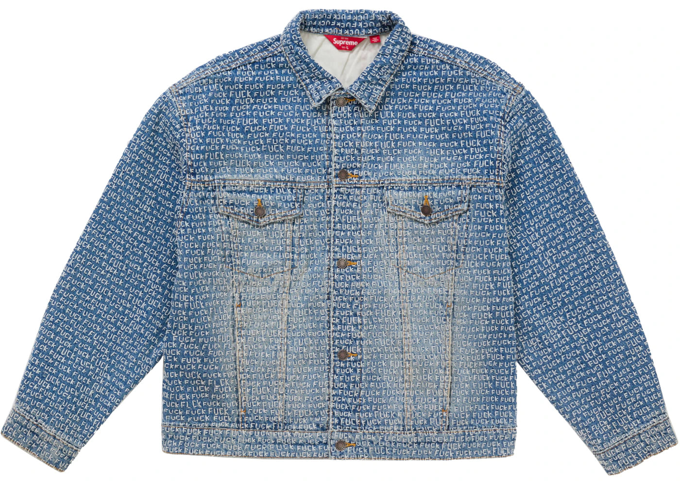 Supreme Fuck Stitch Denim Trucker Jacket Blue