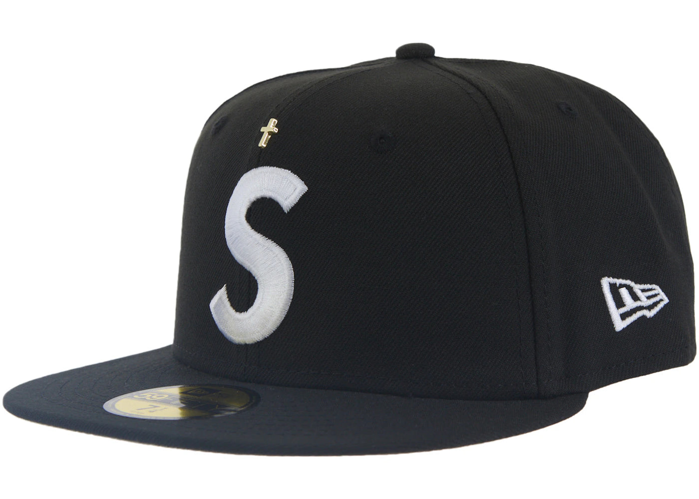 Supreme Gold Cross S Logo New Era Fitted Hat Black