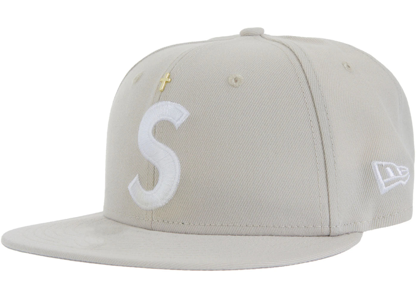 Supreme Gold Cross S Logo New Era Fitted Hat Stone