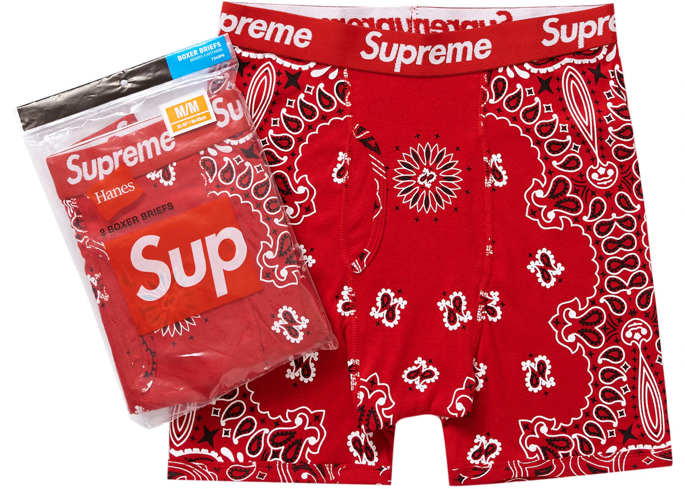 Supreme Hanes Bandana Boxer Briefs (2 Pack) Red