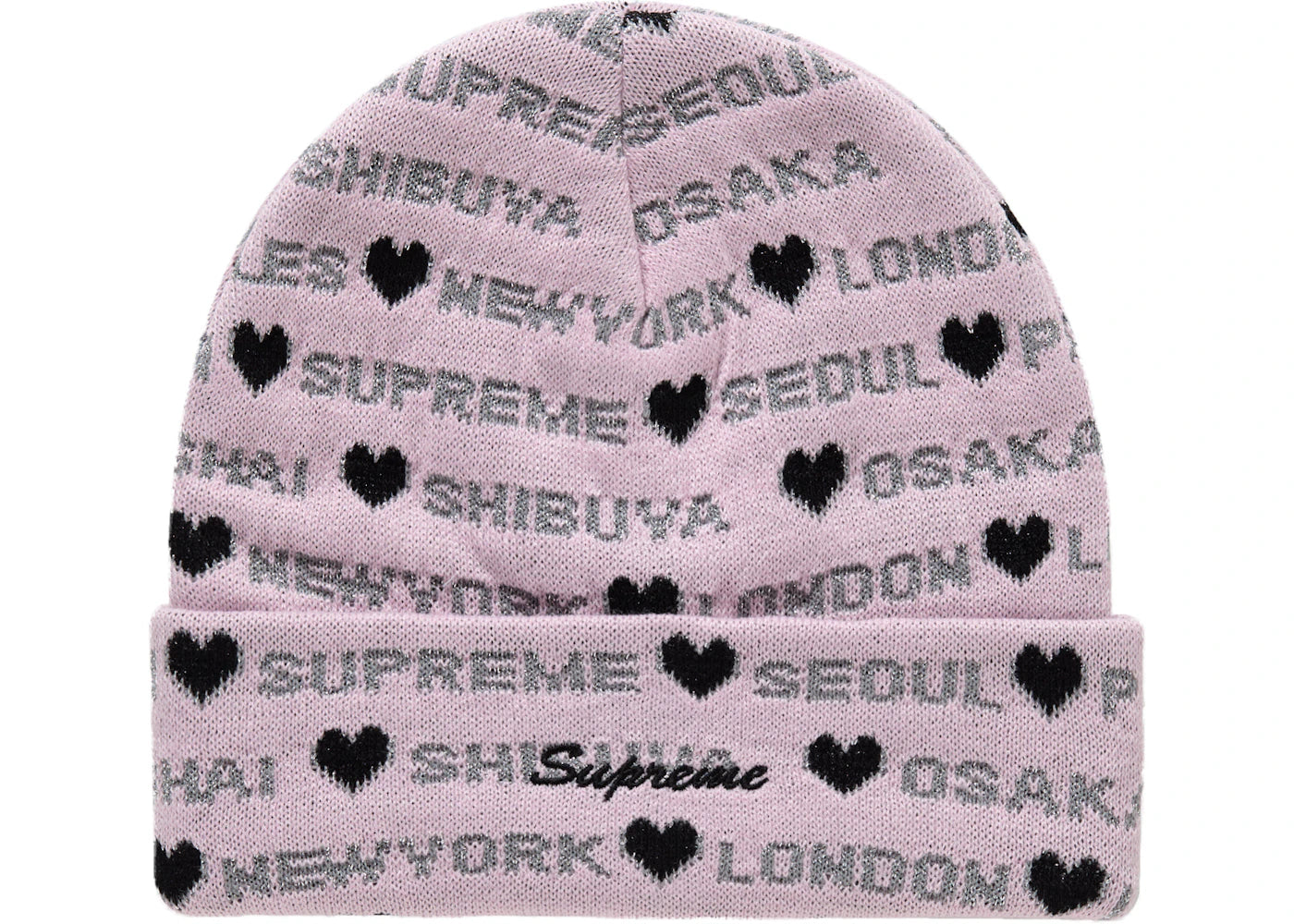 Supreme Hearts Beanie Pink