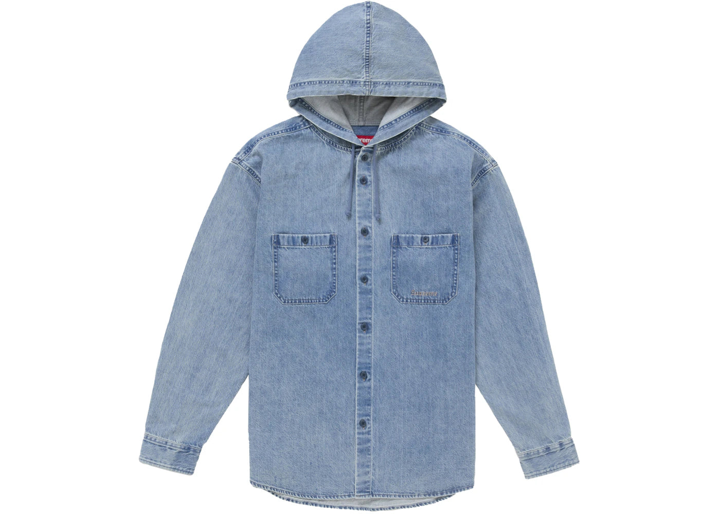 Supreme Hooded Denim Shirt Blue