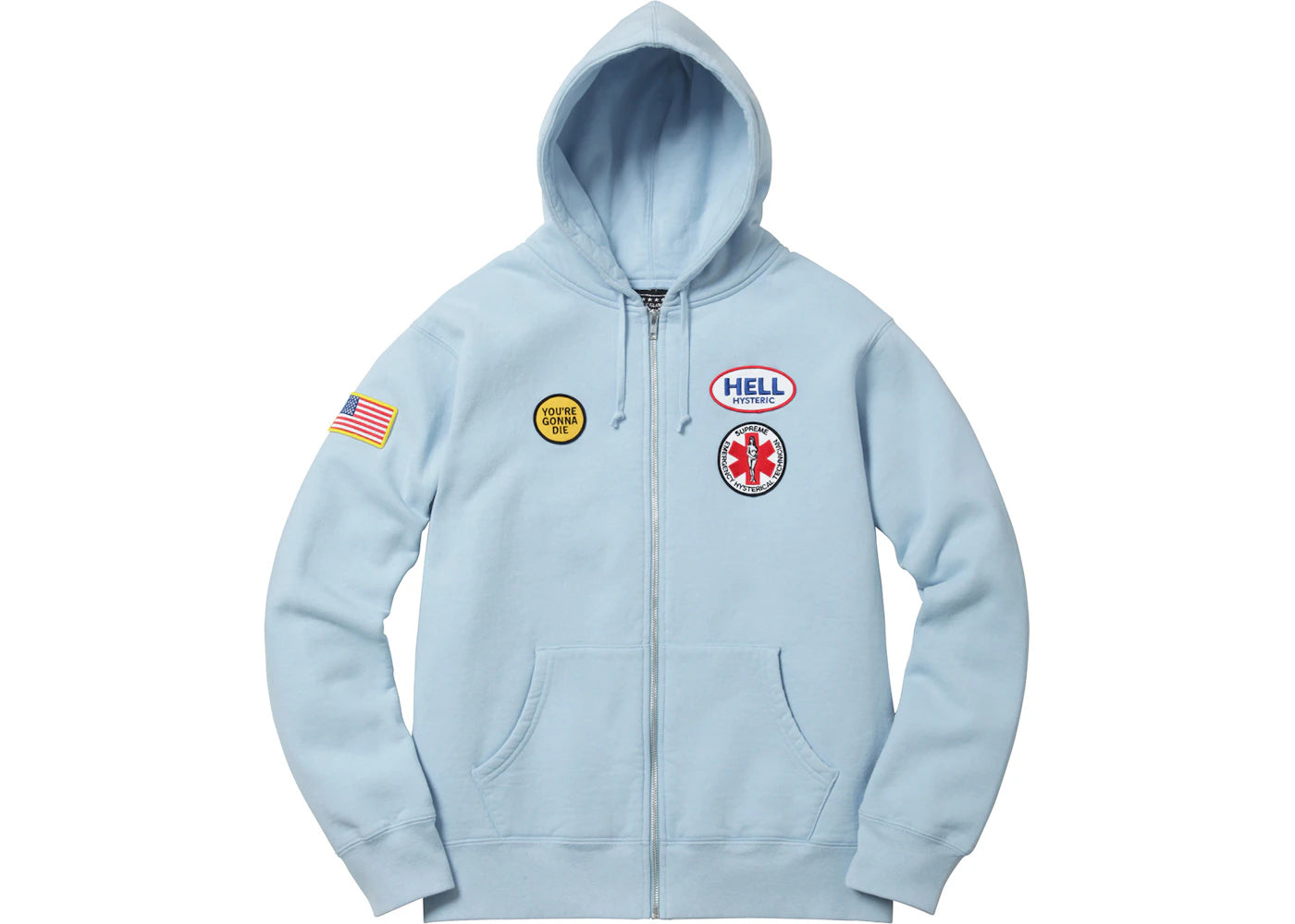 Supreme Hysteric Glamour Patches Zip Up Sweatshirt Light Blue
