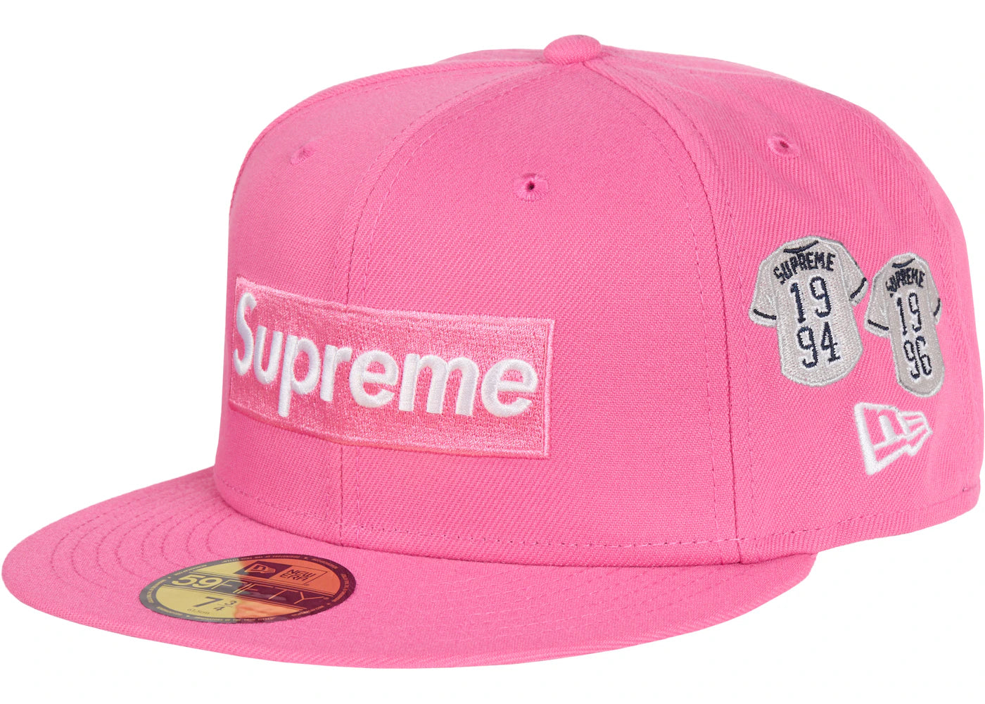 Supreme Jerseys Box Logo New Era Fitted Hat Pink