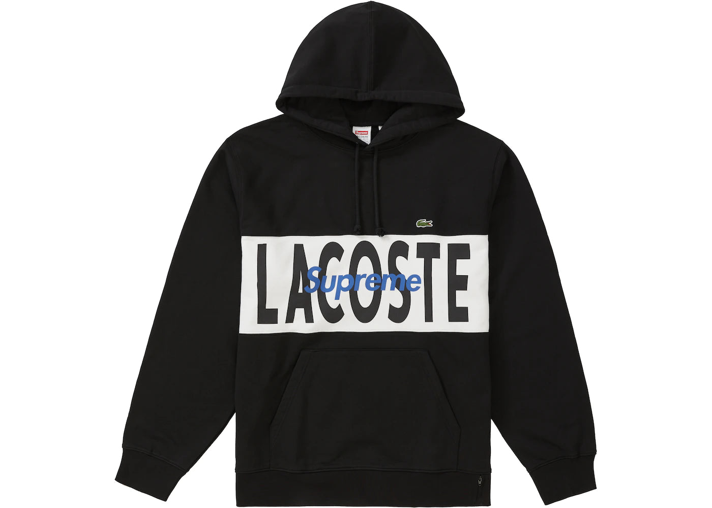 Supreme LACOSTE Logo Panel Hooded Sweatshirt Black