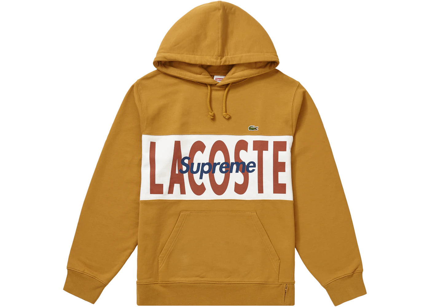 Supreme LACOSTE Logo Panel Hooded Sweatshirt Gold