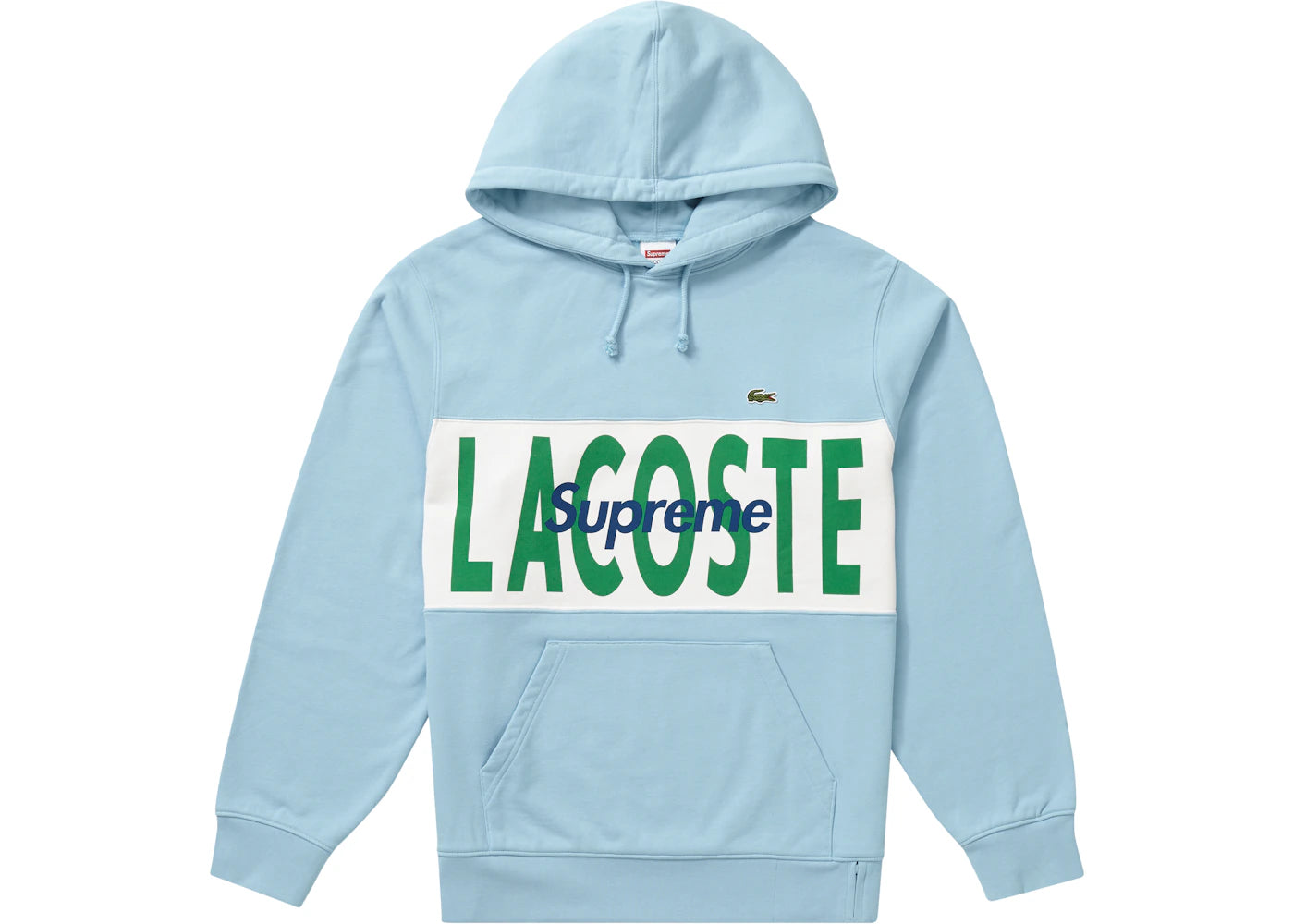 Supreme LACOSTE Logo Panel Hooded Sweatshirt Light Blue