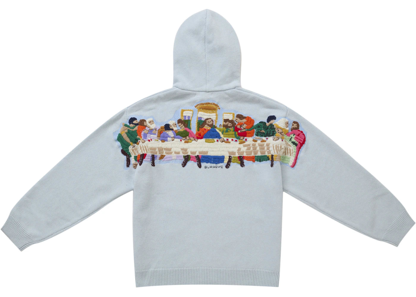 Supreme Last Supper Embroidered Zip Up Hooded Sweater Light Blue
