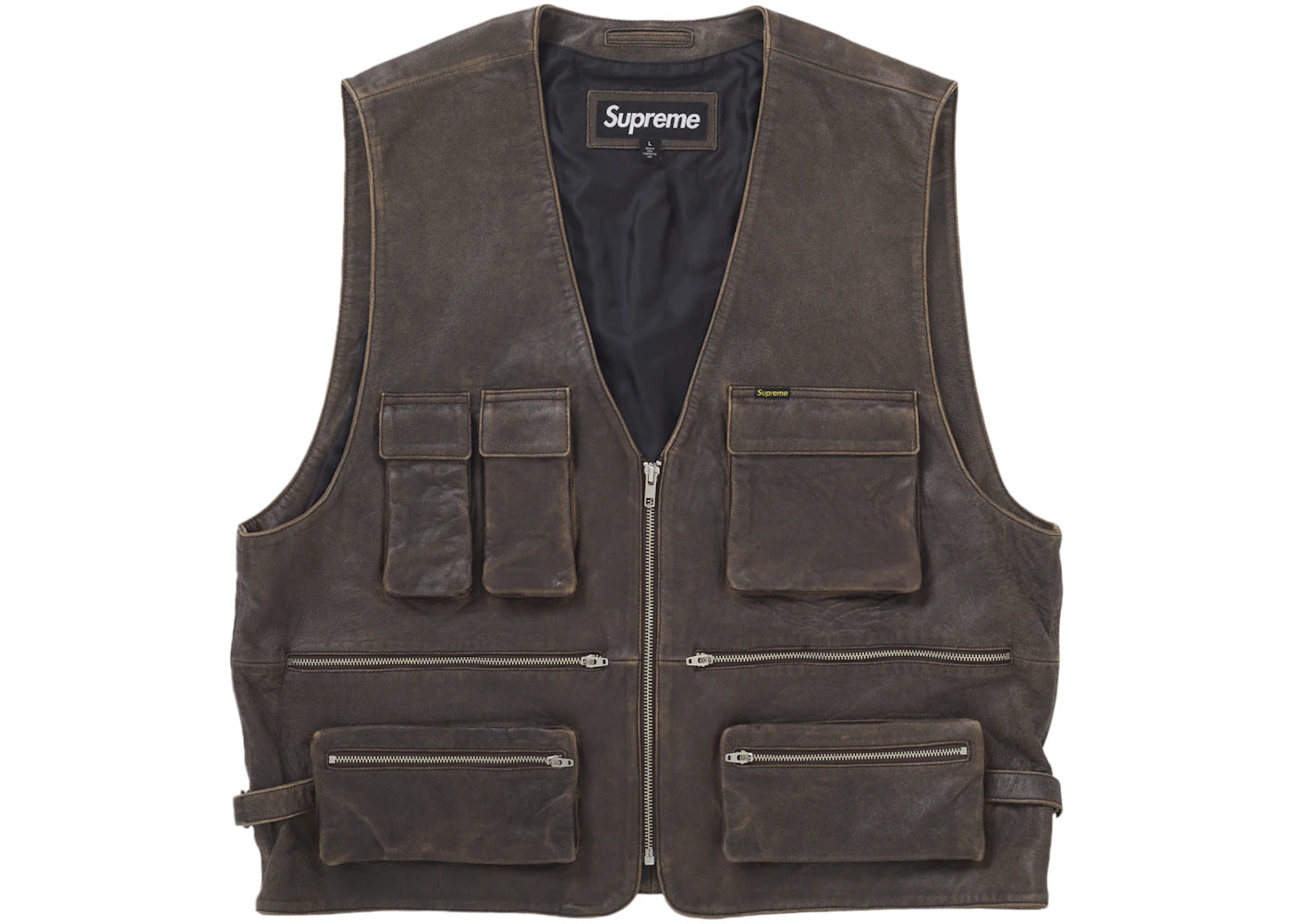 Supreme Leather Cargo Vest Brown