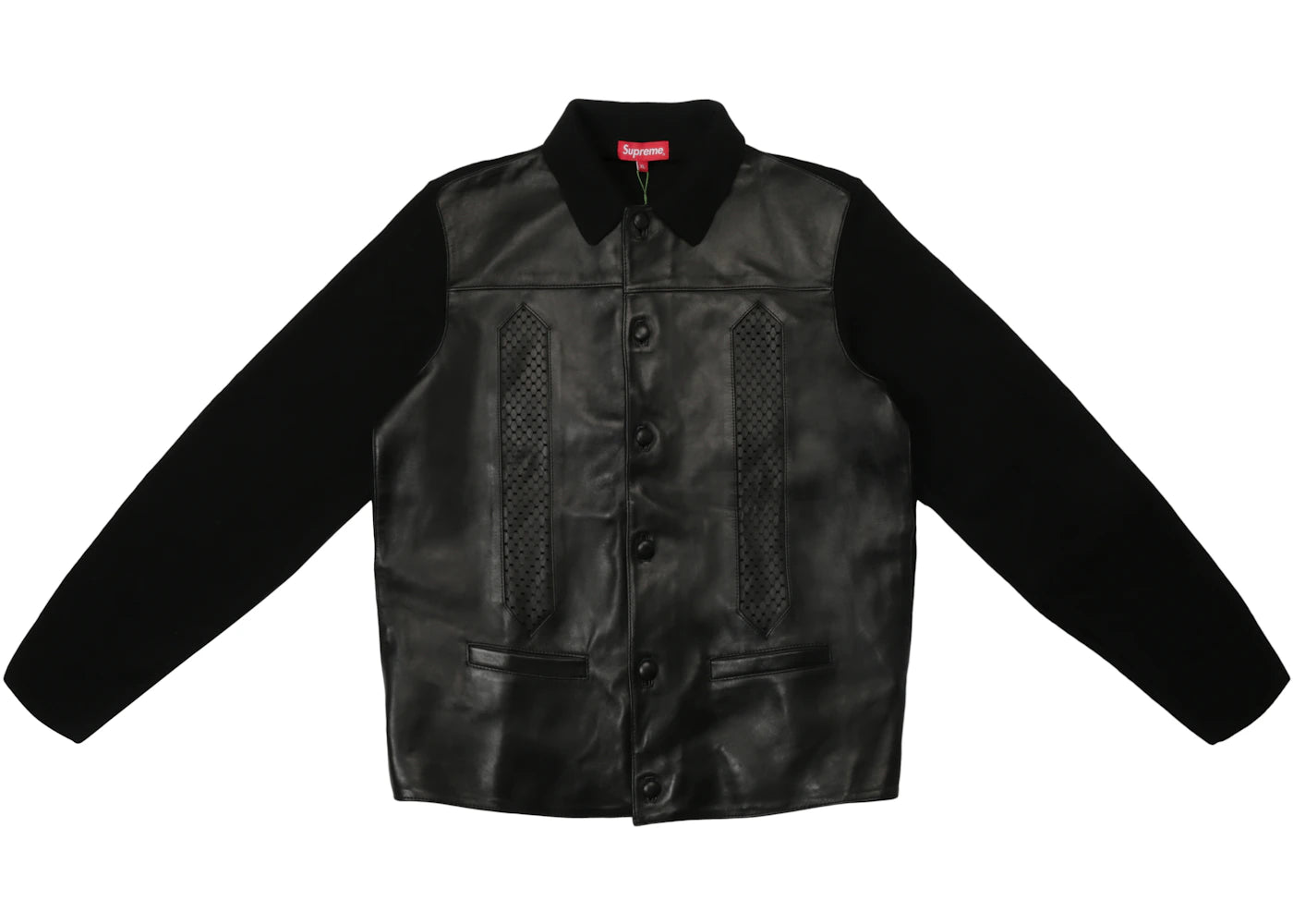 Supreme Leather Front Polo Sweater Black
