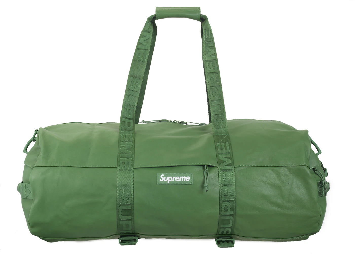 Leather Large Duffle Bag Green