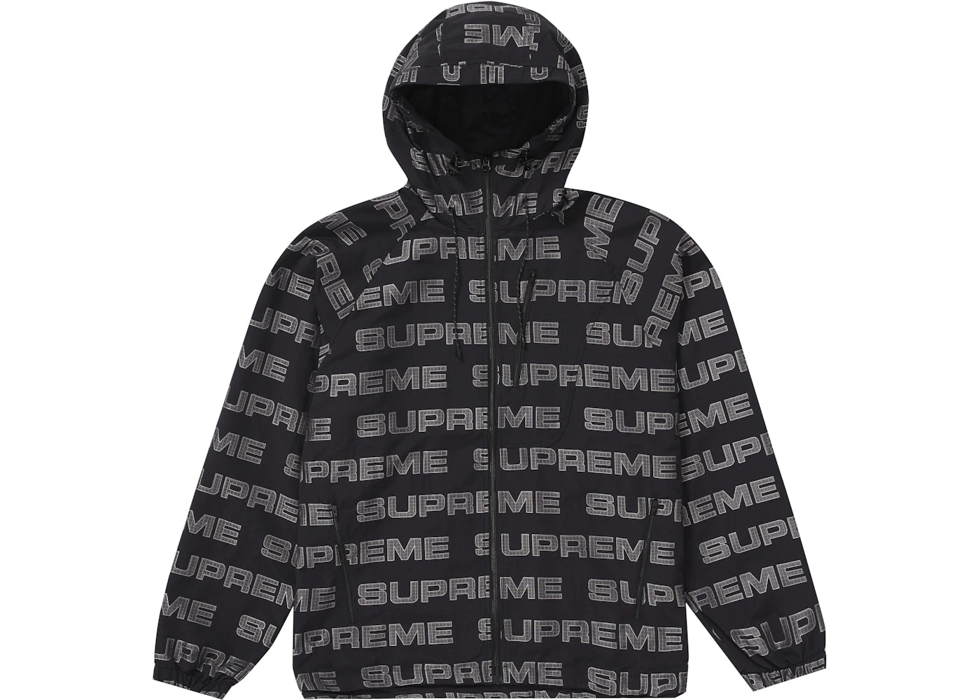 Supreme Logo Ripstop Hooded Track Jacket Black