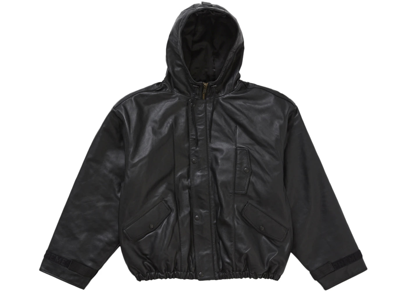 Supreme Marithé + François Girbaud Hooded Leather Flight Bomber Jacket Black