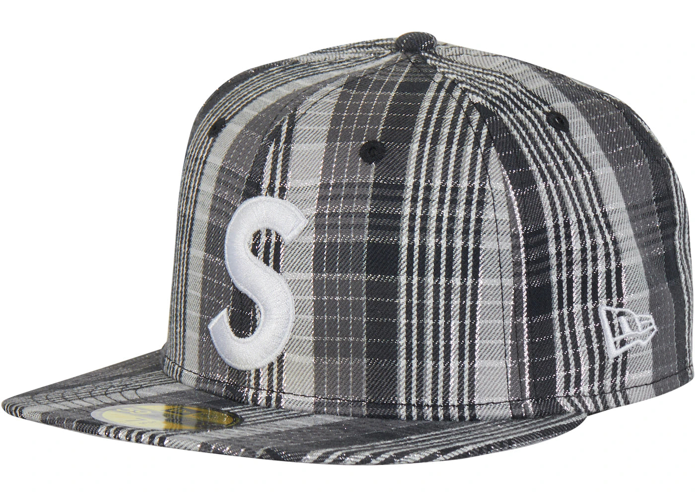 Supreme Metallic Plaid S Logo New Era Hat Black