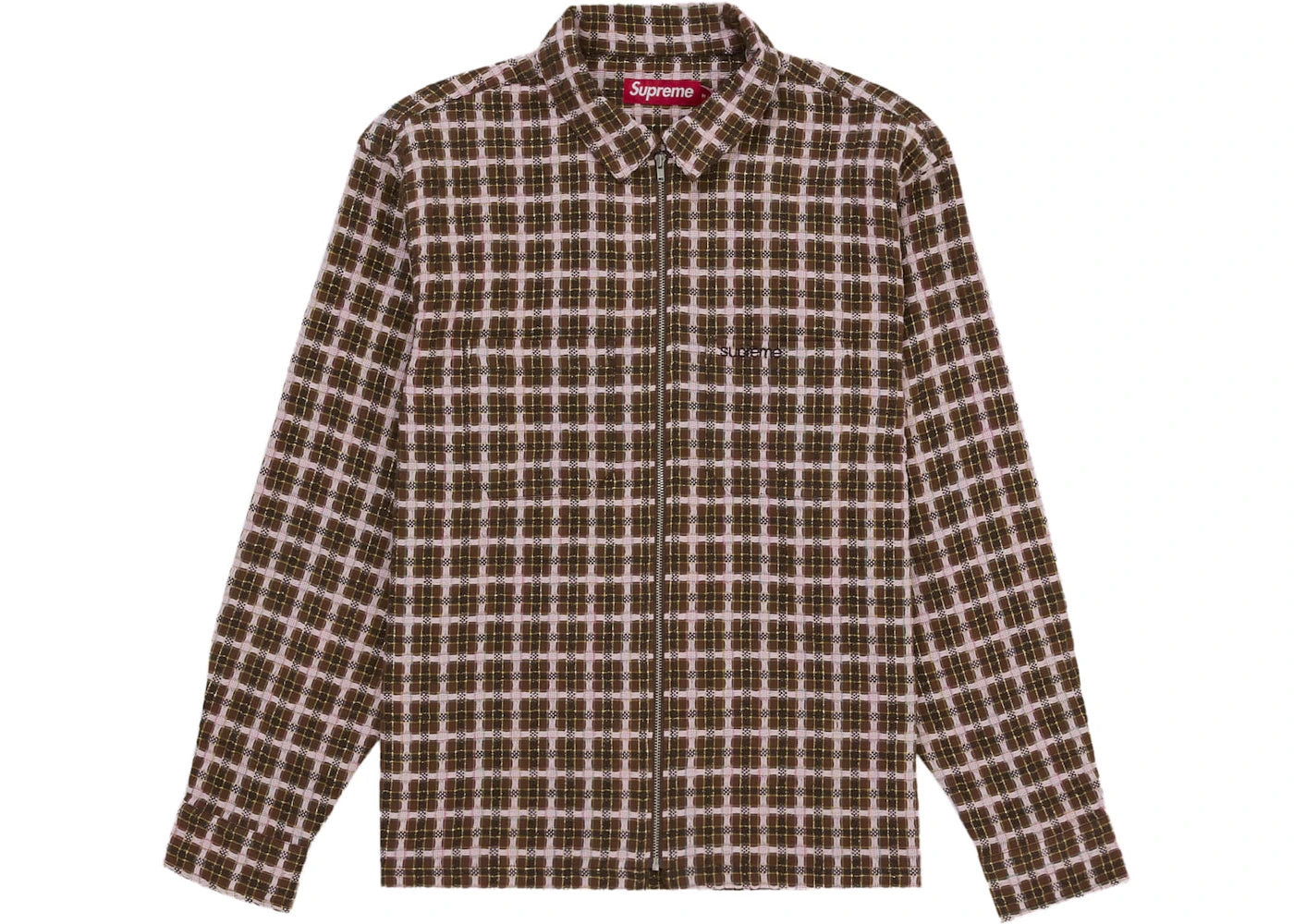 Supreme Metallic Plaid Zip Up Shirt Multicolor