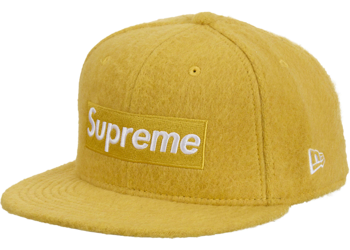 Supreme Mohair Box Logo New Era Cap Dark Yellow