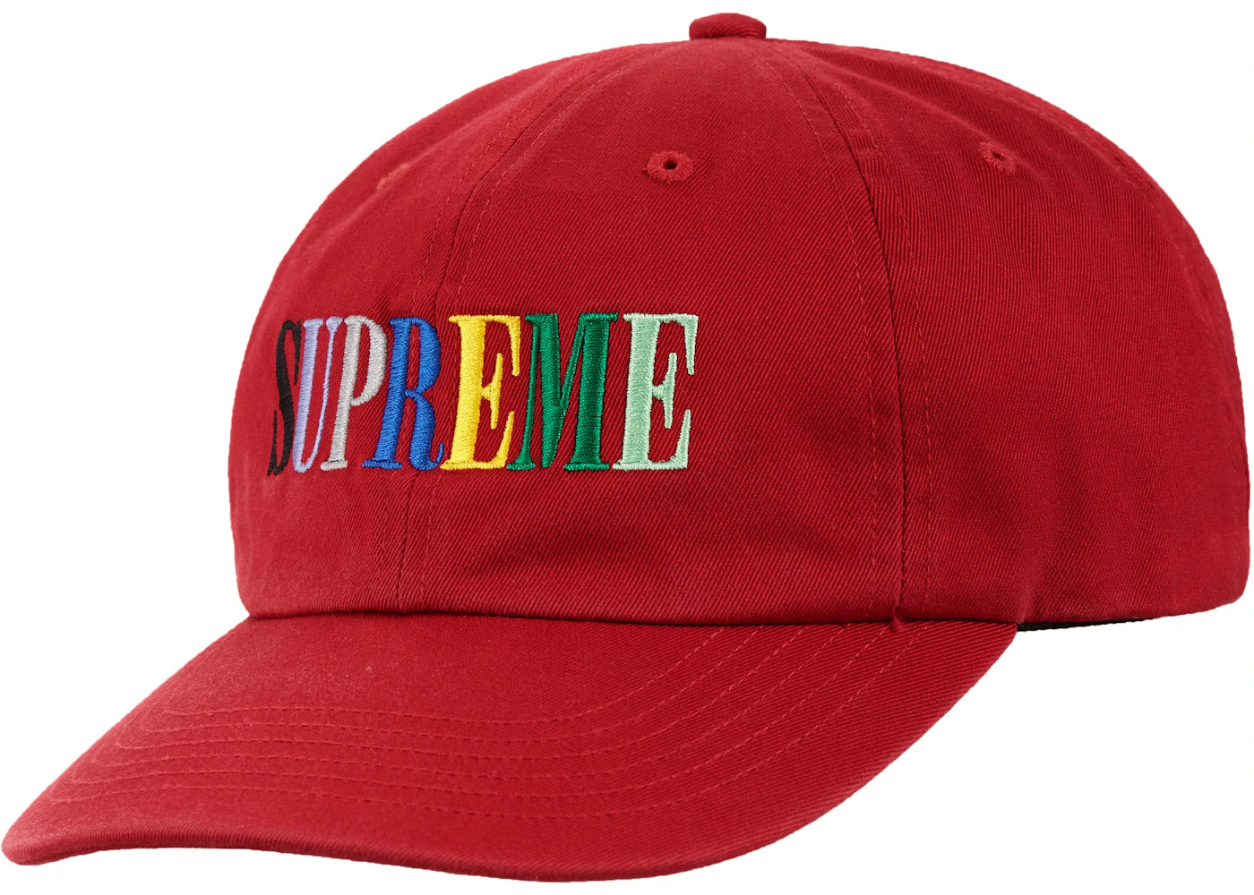 Supreme Multi Color Logo 6-Panel Red