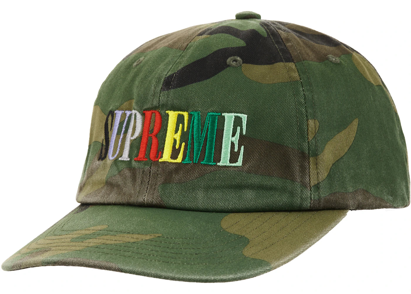Supreme Multi Color Logo 6-Panel Woodland Camo