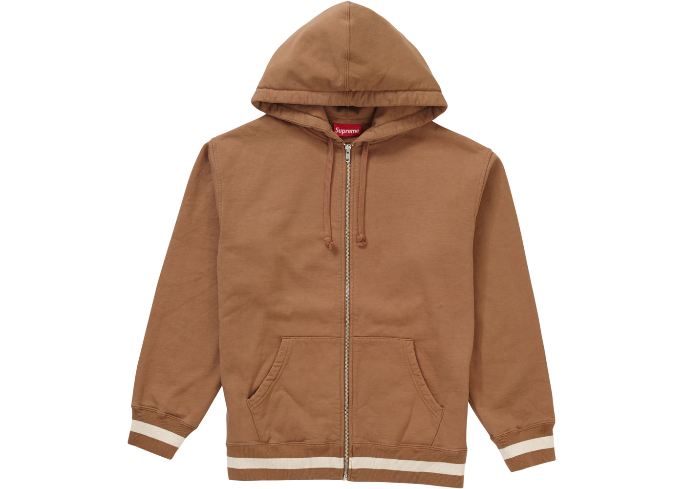 Supreme Old English Stripe Zip Up Sweatshirt Brown