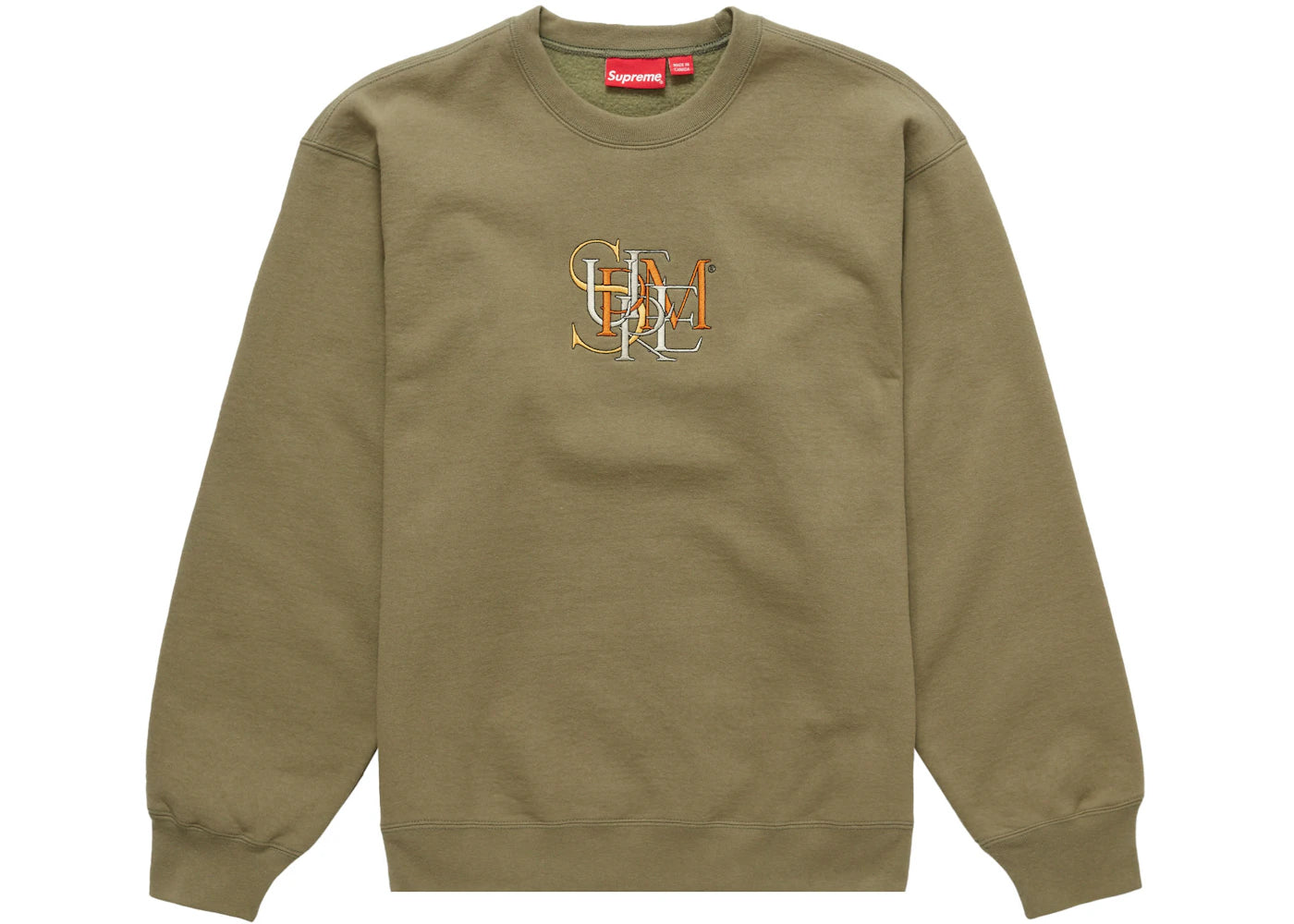 Supreme Overlap Crewneck Light Olive