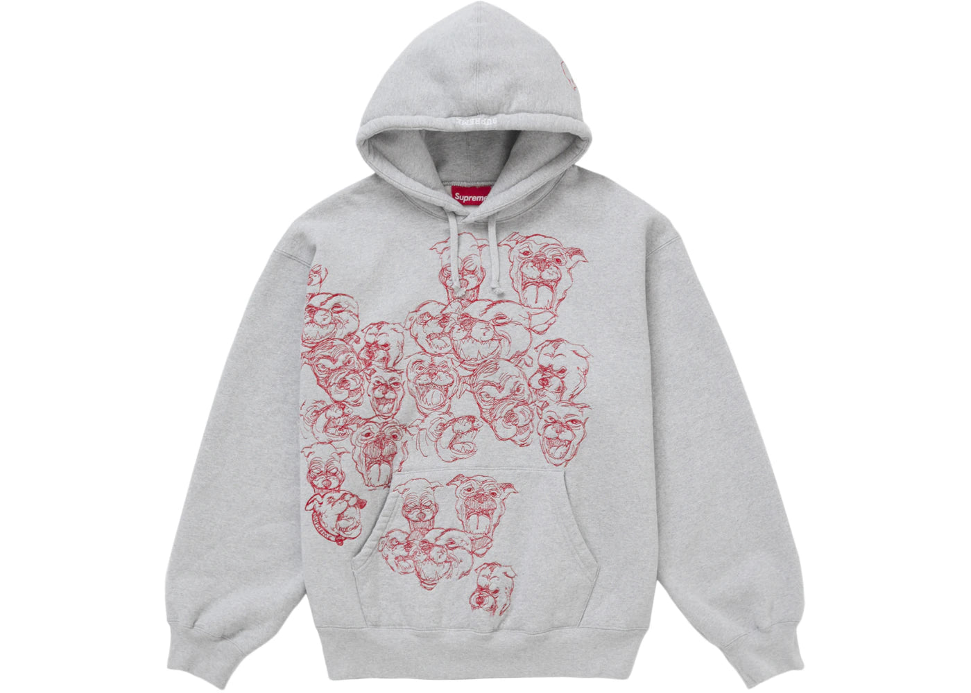 Supreme Pitbulls Embroidered Hooded Sweatshirt Heather Grey