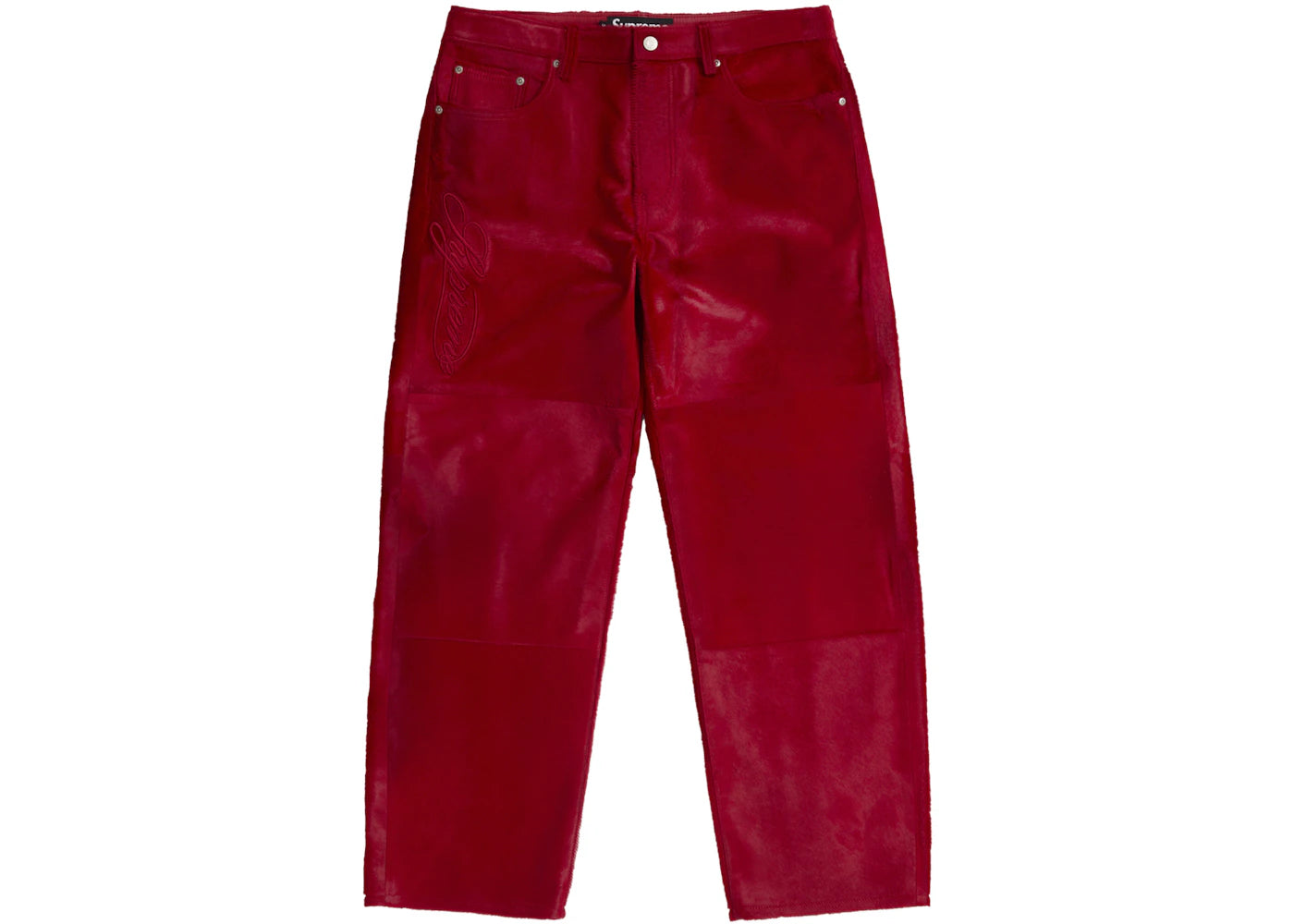 Supreme Ponyhair Loose Fit 5-Pocket Jean Red