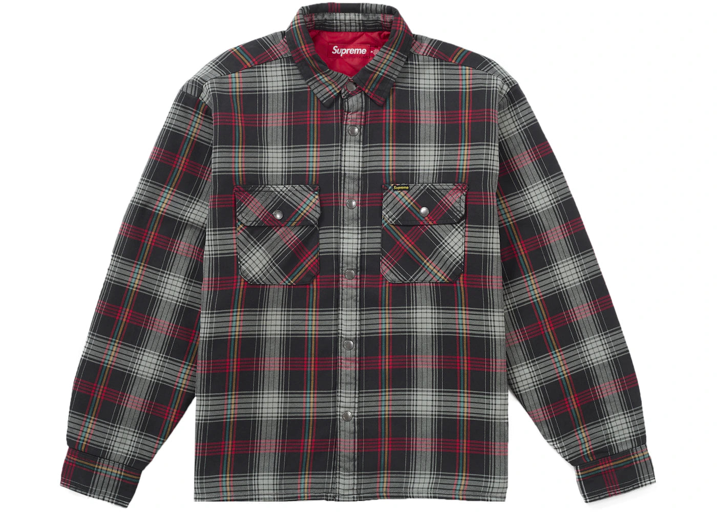 Supreme Quilted Lined Flannel Snap Shirt Black