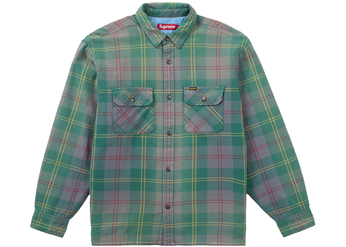 Supreme Quilted Lined Flannel Snap Shirt Green