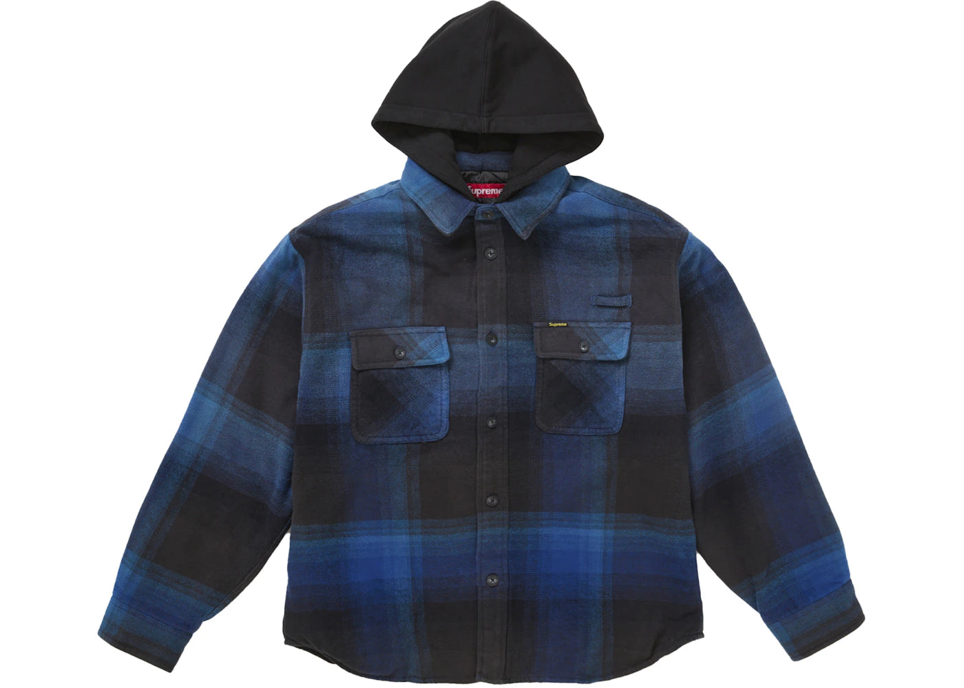 Supreme Quilted Lined Hooded Flannel Shirt Blue Plaid