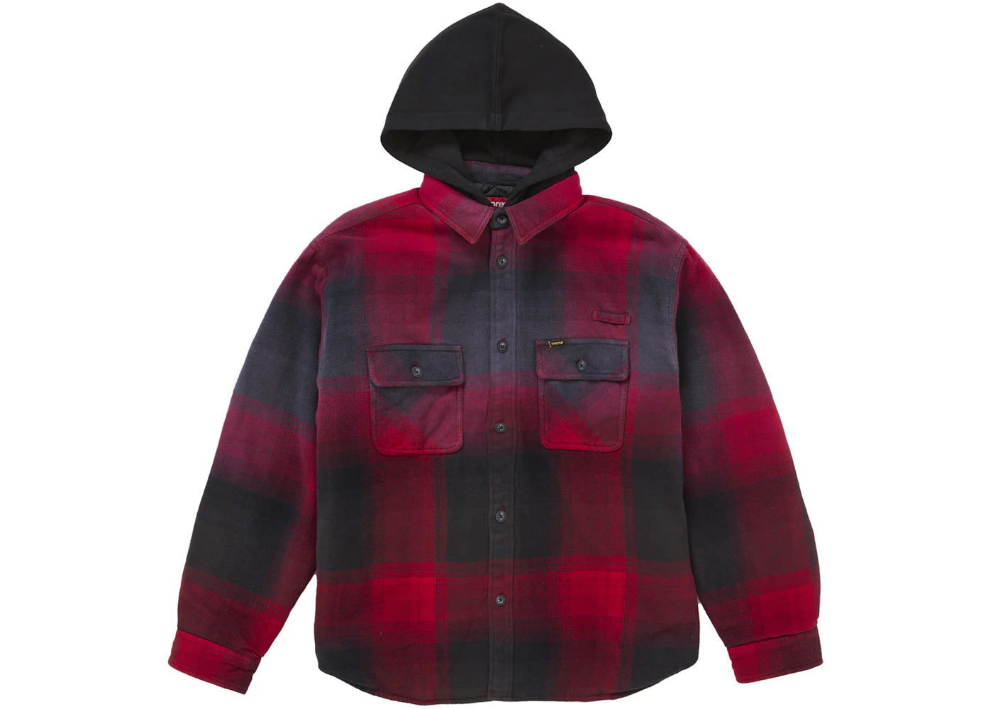 Supreme Quilted Lined Hooded Flannel Shirt Red Plaid