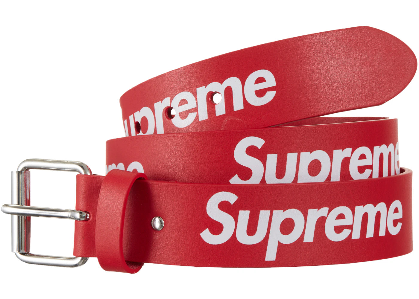 Supreme Repeat Leather Belt (SS23) Red
