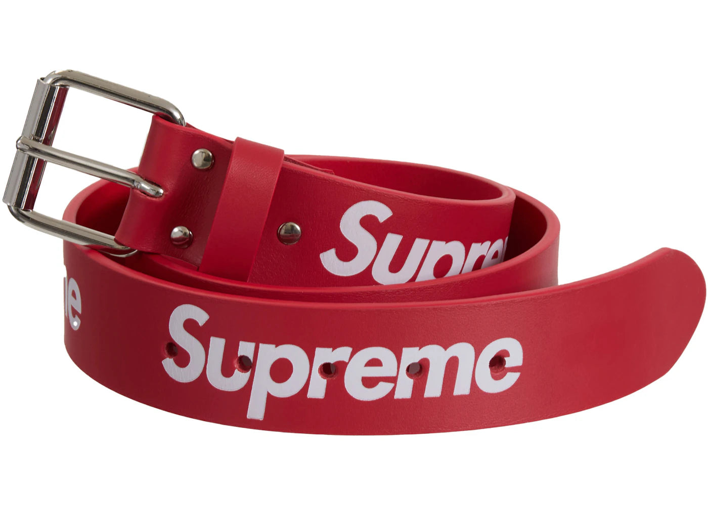 Supreme Repeat Leather Belt (SS24) Red