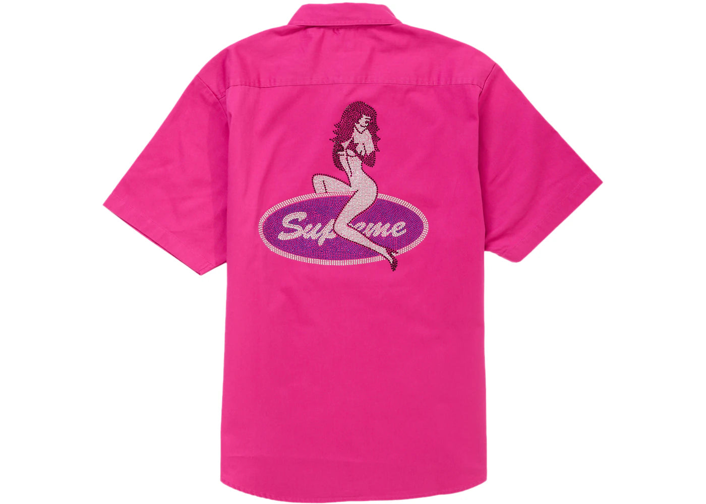 Supreme Rhinestone Pin Up S/S Work Shirt Fuchsia
