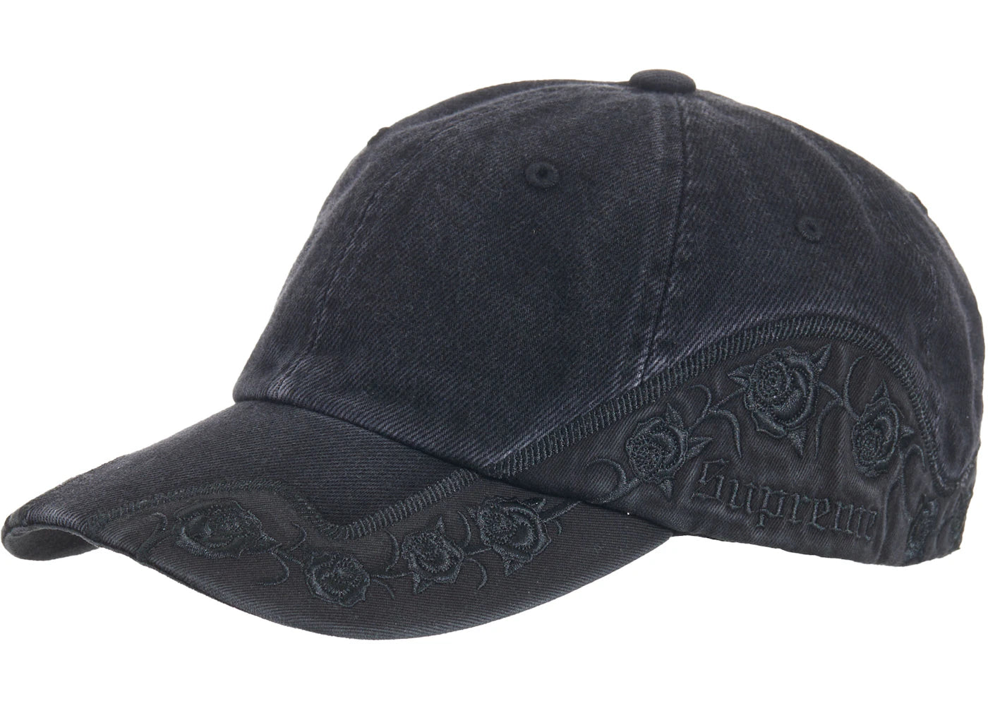 Supreme Roses 6-Panel Washed Black