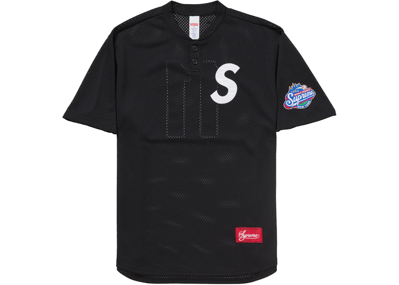 Supreme S Logo Baseball Henley (SS25) Black