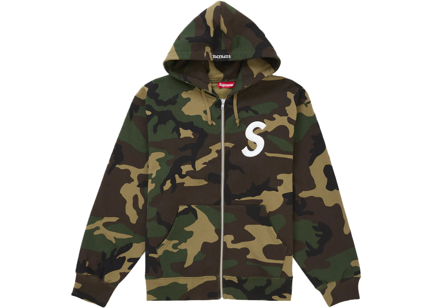 Supreme S Logo Zip Up Hooded Sweatshirt (FW25) Woodland Camo