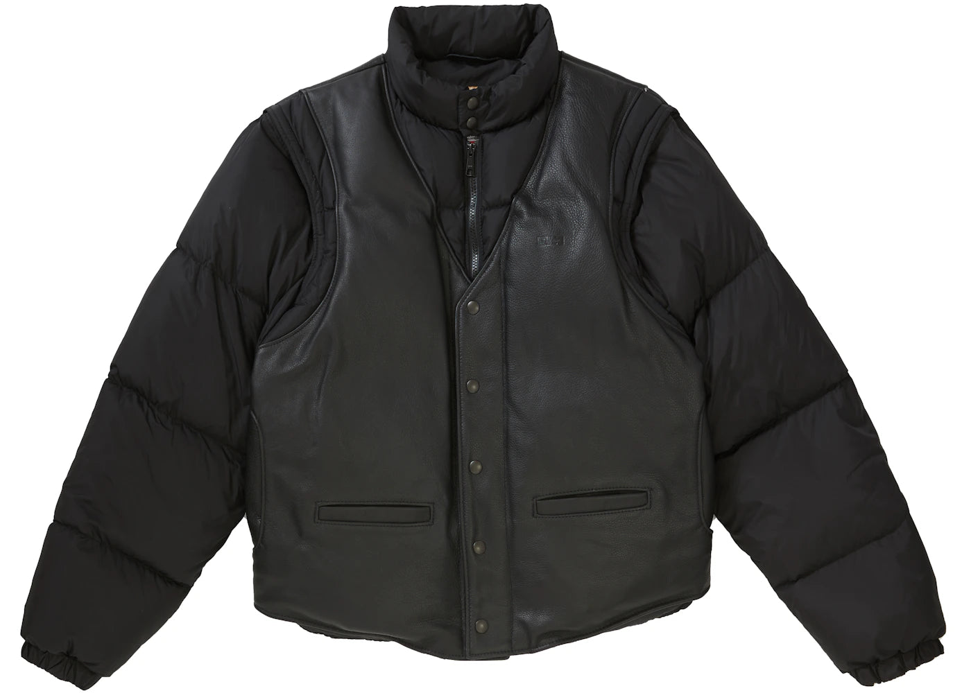 Supreme Schott Down Leather Vest Puffy Jacket Black