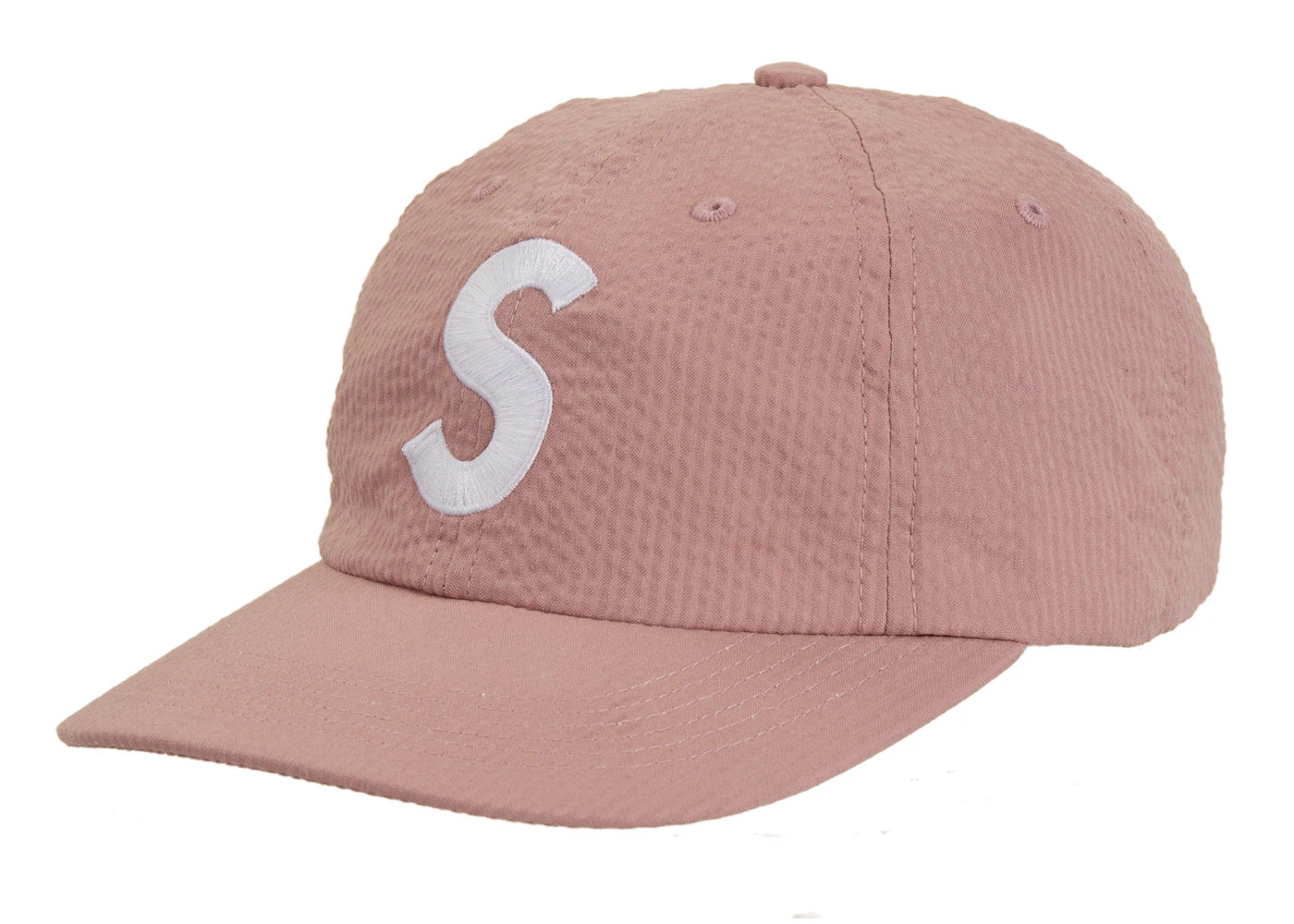Supreme Seersucker S Logo 6-Panel Pink
