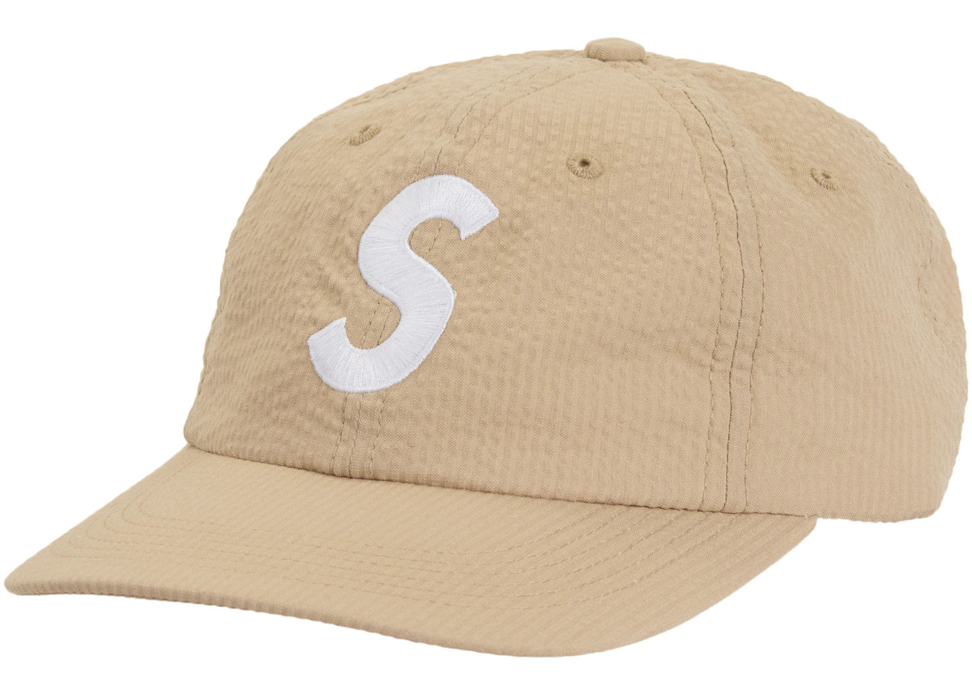 Supreme Seersucker S Logo 6-Panel Tan