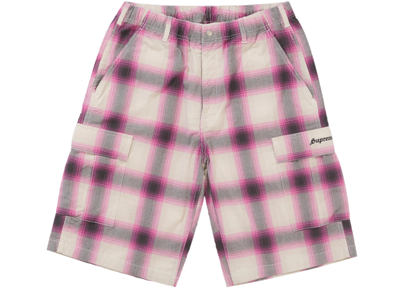 Supreme Shadow Plaid Cargo Short Pink