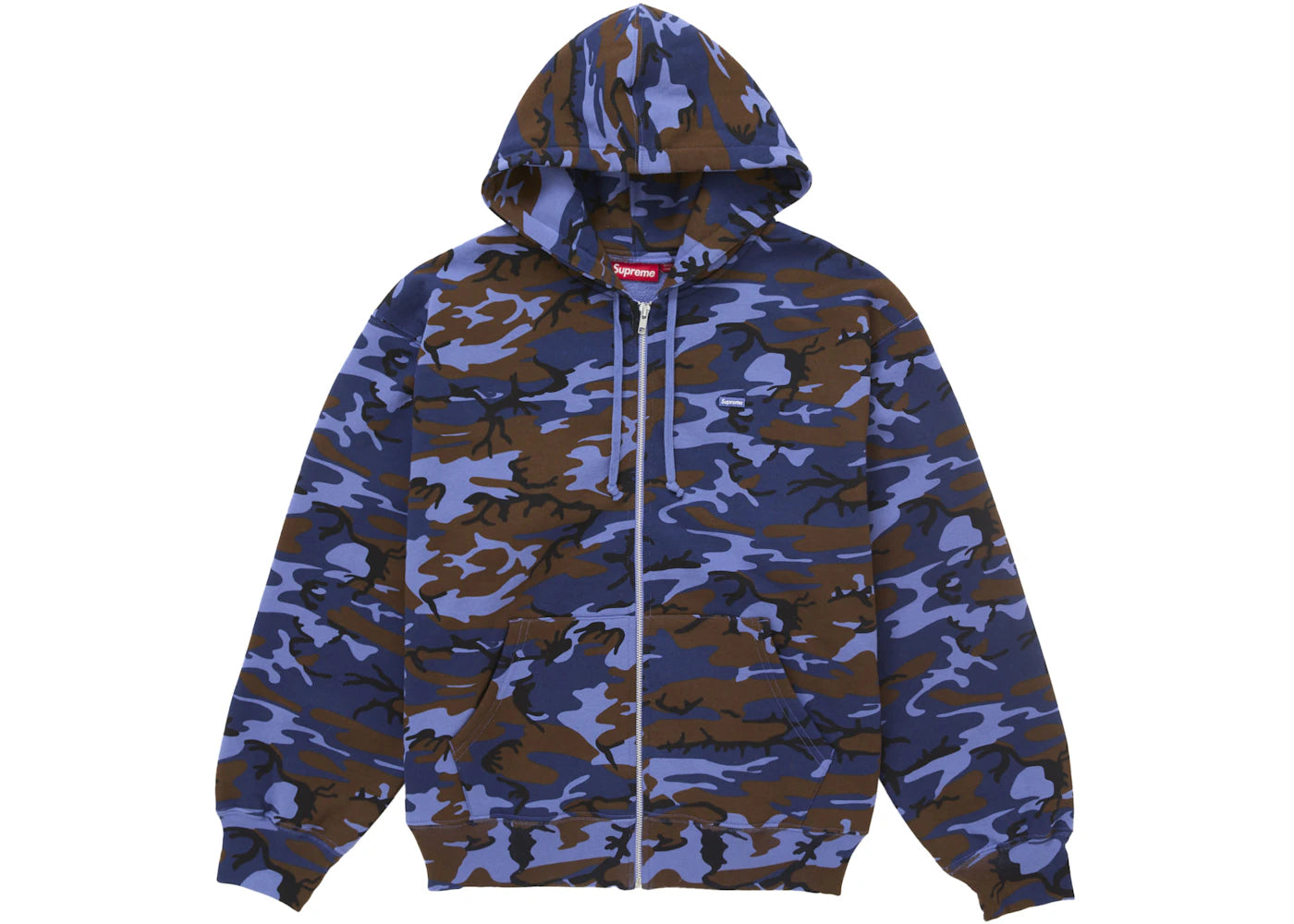 Supreme Small Box Zip Up Hooded Sweatshirt (SS25) Blue Camo
