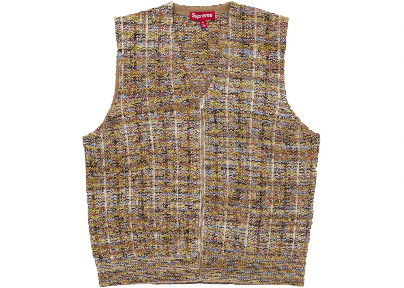 Supreme Speckled Zip Up Sweater Vest Tan